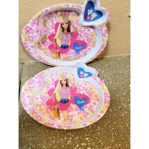 Set Of 2 Vintage 2000-2 Mattel Barbie Melamine Plates Zak Designs 9.5"x7.5"